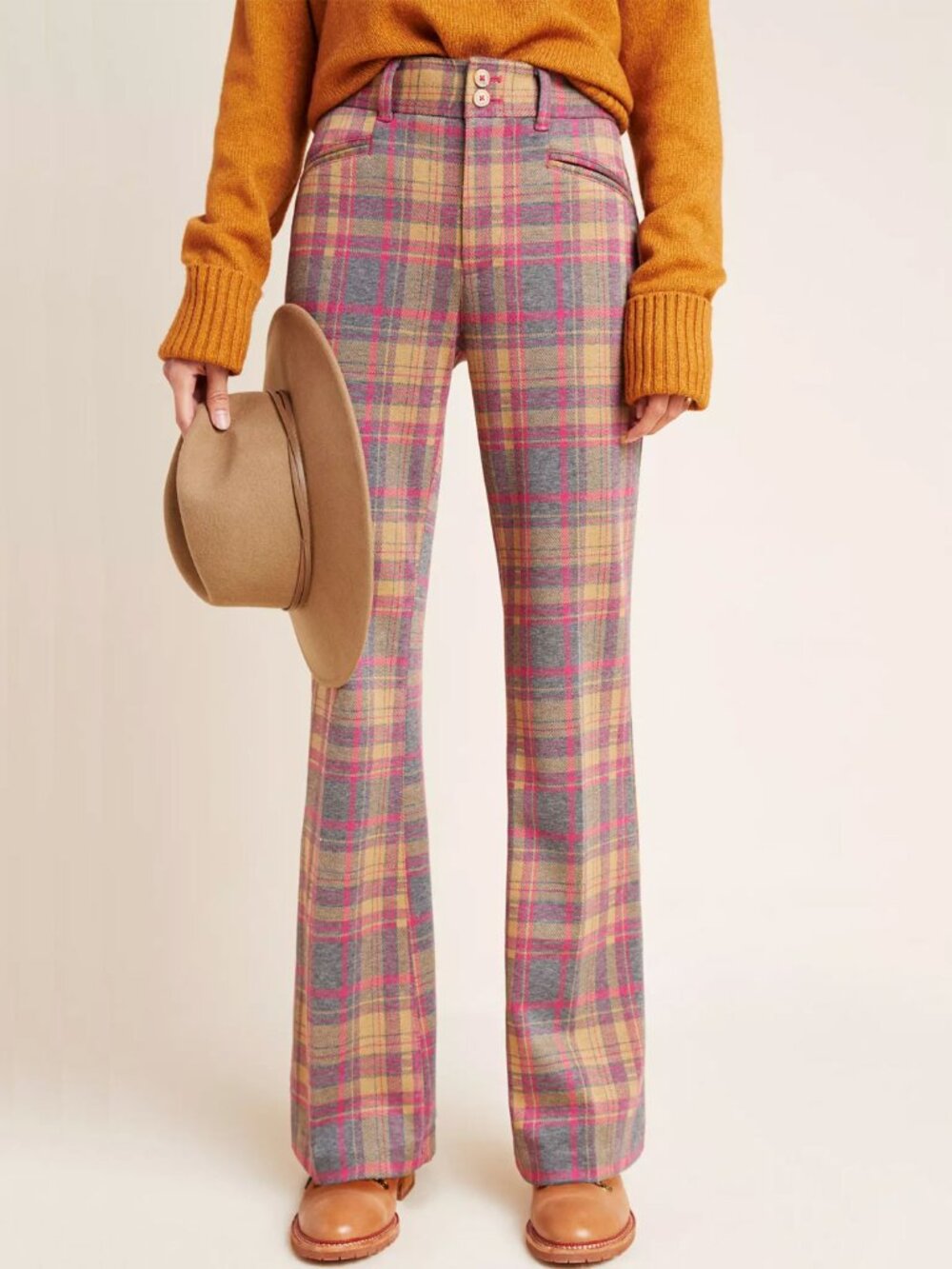 Anthropologie Essential Plaid Trousers Pants 6